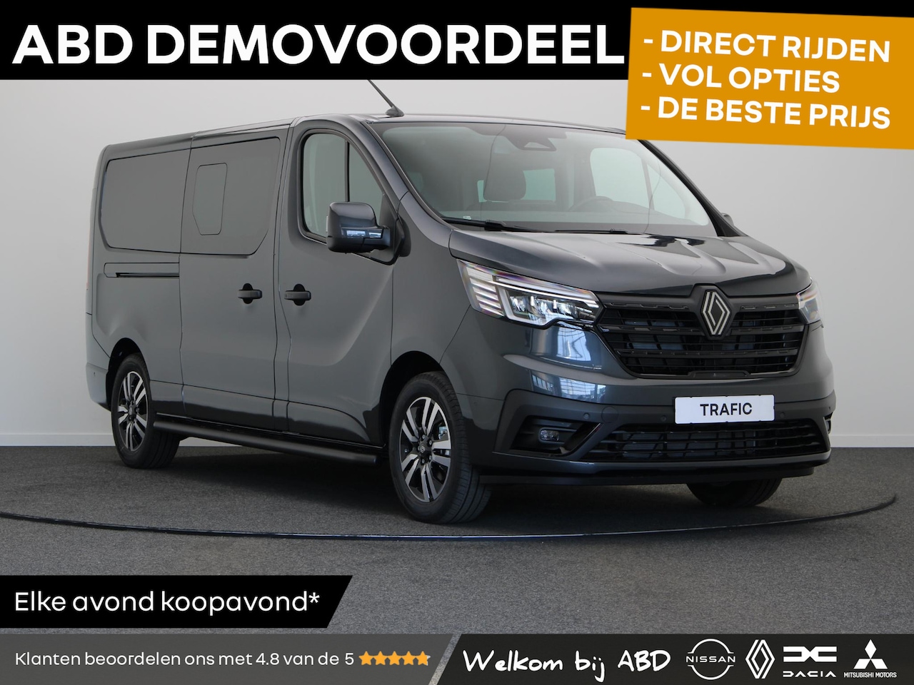 Renault Trafic - 2.0 dCi EDC 170pk T29 L2H1 Extra DC | Anniversary | Sidebars | Zwarte logo's | Glasslook | - AutoWereld.nl