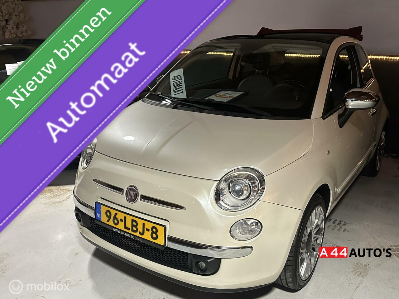 Fiat 500 - 1.2 Lounge CABRIO*AUTOMAAT*NL AUTO*NAP✅*VOL LEDER* - AutoWereld.nl