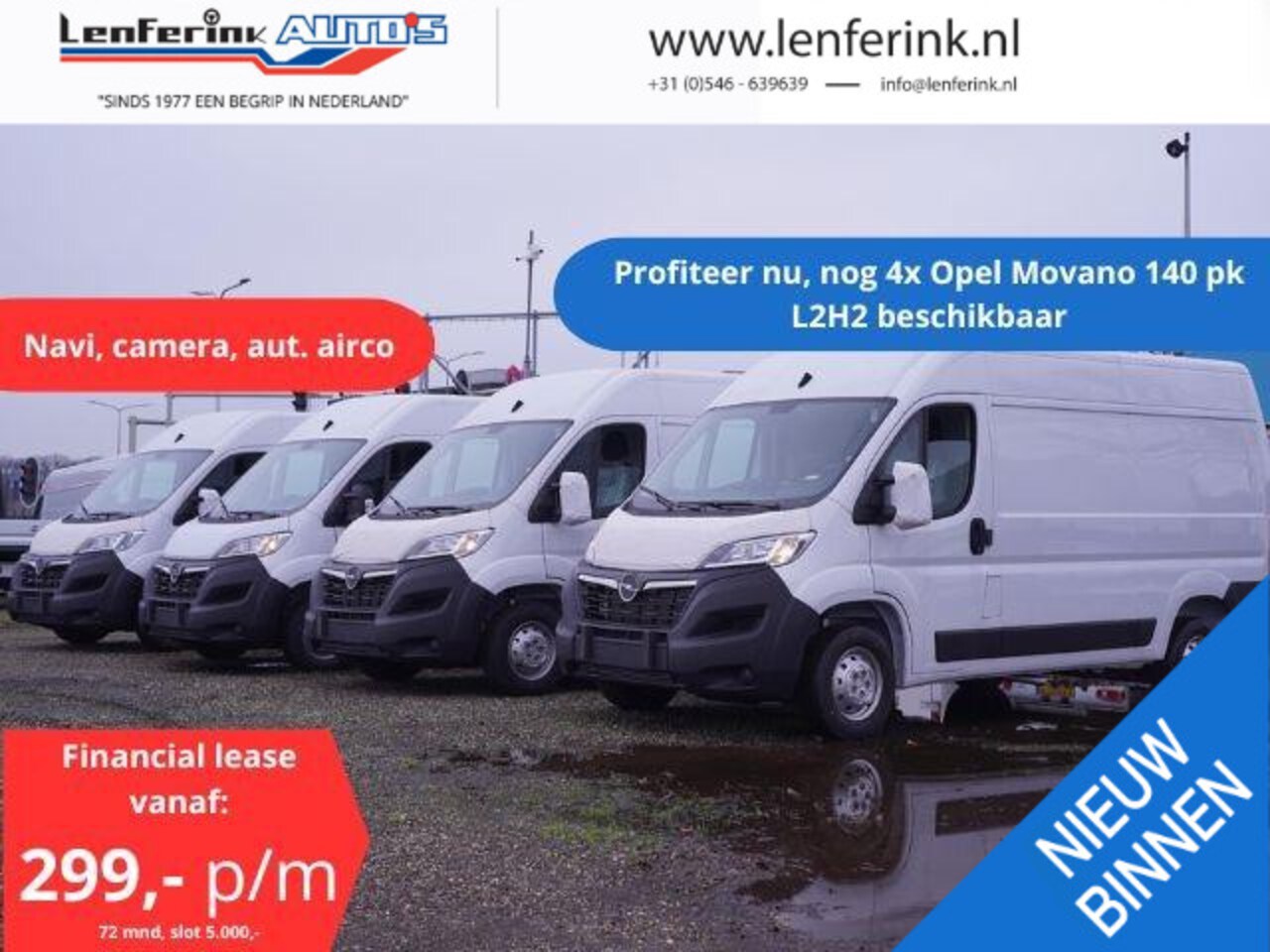 Opel Movano - 2.2D 140 pk L2H2 va 299,- p/mnd Navi, Camera Apple Carplay, Cruise Control, Airco ECC, Nie - AutoWereld.nl