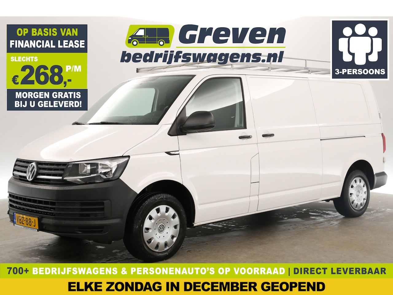 Volkswagen Transporter - 2.0 TDI L2H1 140PK Airco Carplay 2xSchuifdeur 3 Persoons Navigatie PDC Imperiaal Trekhaak - AutoWereld.nl