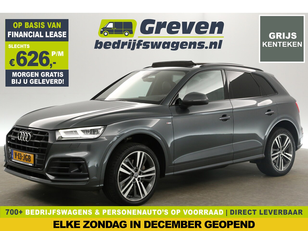 Audi Q5 - 2.0 TDI 190PK S-line Quattro Grijs Kenteken | VAN | 191PK Automaat Pano Clima Carplay Bang - AutoWereld.nl