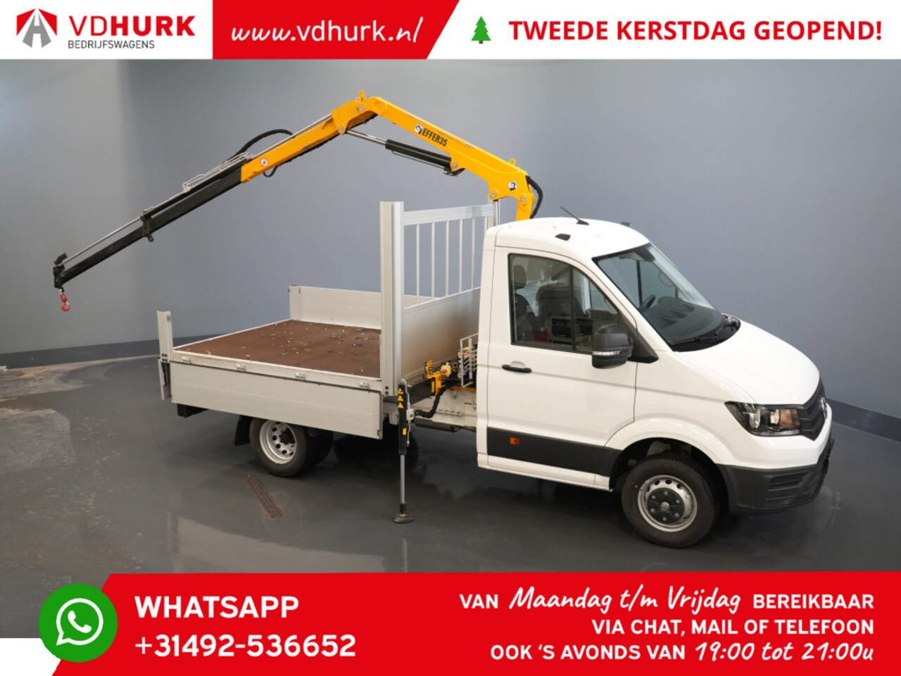 Volkswagen Crafter - 6x 165 pk Effer 352S kraan/ Crane/ Gru/ Grue/ Kran/ Autokran/ Open laadbak/ Dubbel Lucht - AutoWereld.nl