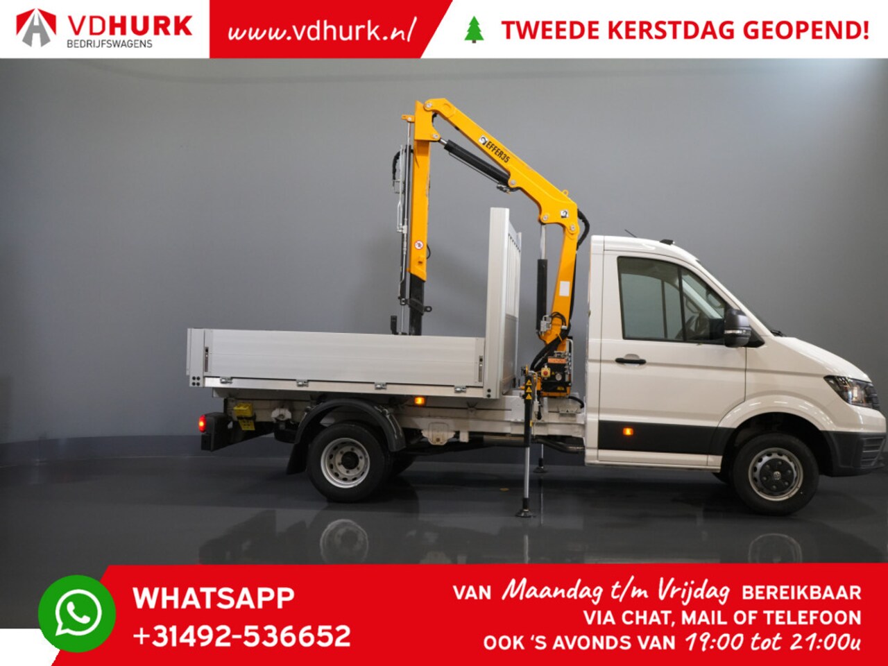 Volkswagen Crafter - 6x 165 pk Open laadbak/ Effer 352S kraan/ Crane/ Gru/ Grue/ Kran/ Autokran/ Dubbel Lucht - AutoWereld.nl