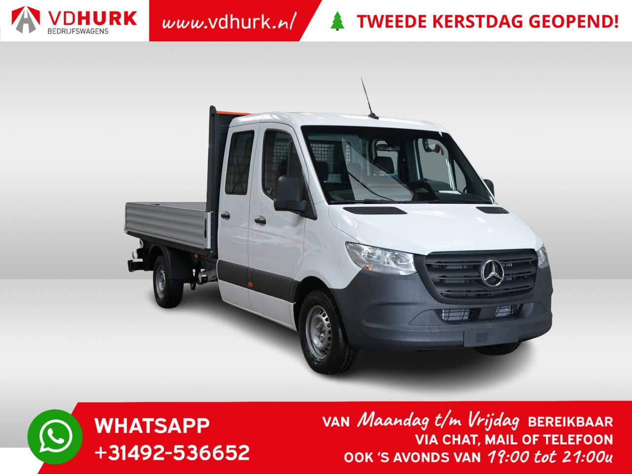 Mercedes-Benz Sprinter - 317 CDI Aut. L3 DC Dubbel Cabine 6 P./ Open laadbak/ 3.5t Trekverm./ Pick up/ 10" MBUX - AutoWereld.nl