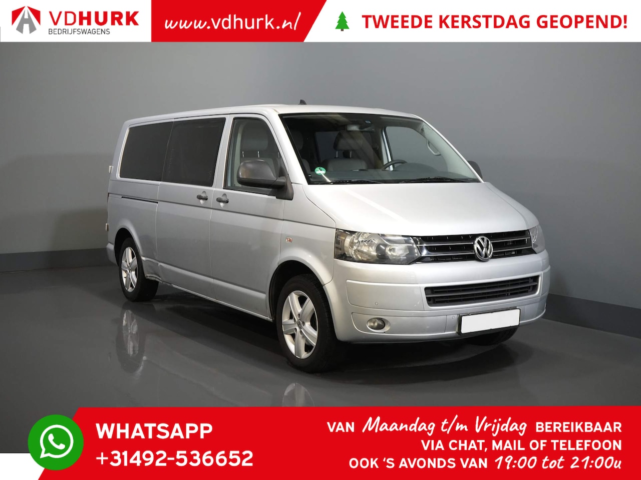 Volkswagen Transporter - 2.0 TDI L2 DC Dubbel Cabine 6 Pers./ Airco/ Cruise/ Trekhaak - AutoWereld.nl