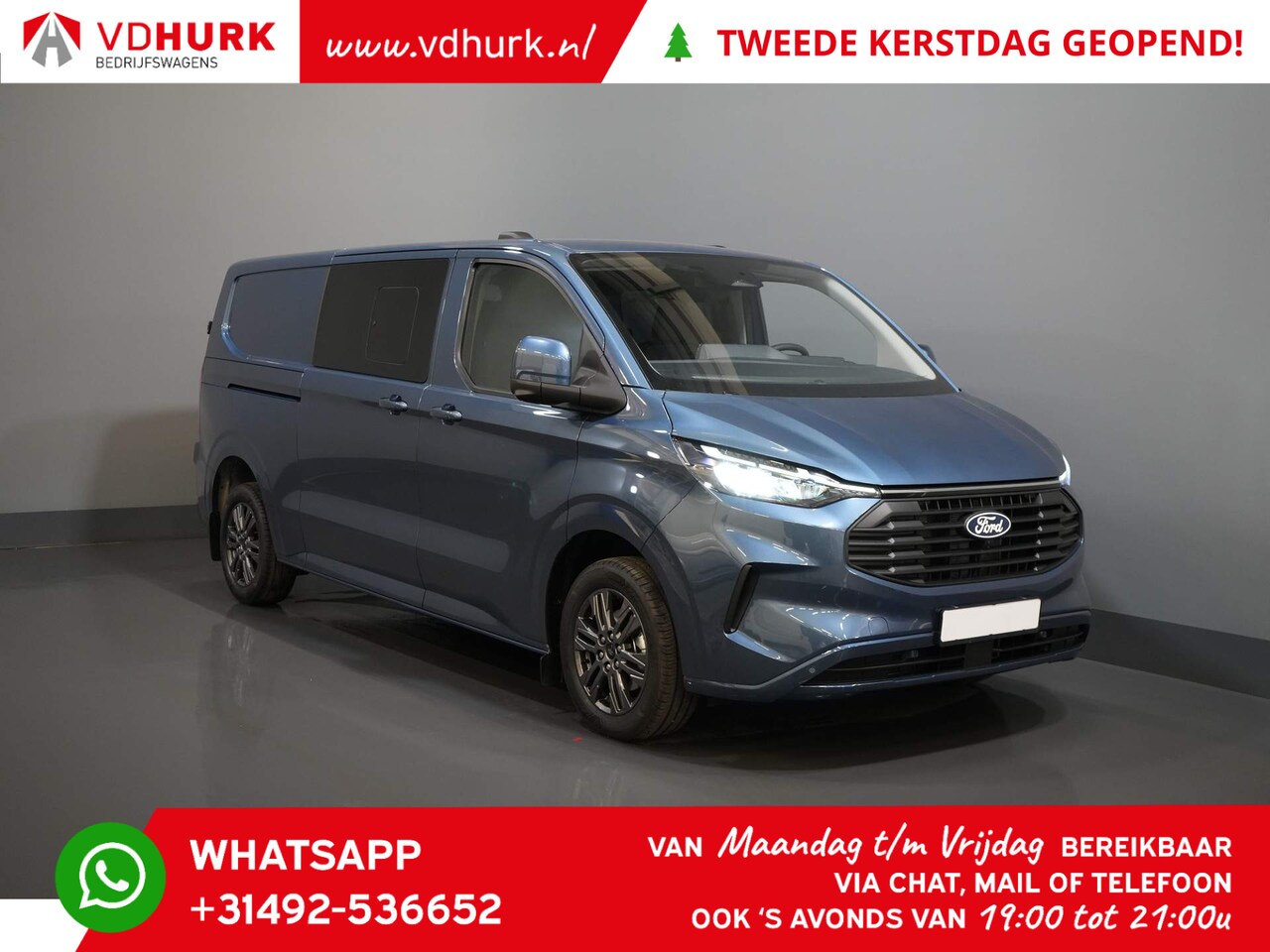 Ford Transit Custom - 2.0 TDCI 150 pk L2 LIMITED DC Dubbel Cabine/ Elec. Trekhaak/ Adapt.Cruise/ 2x Schuifdeur/ - AutoWereld.nl