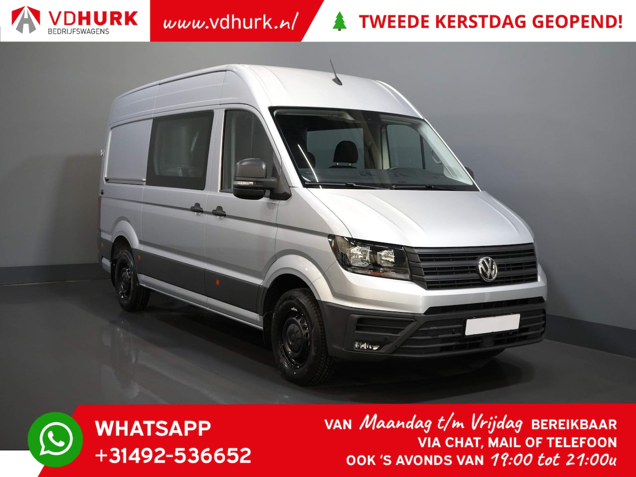 Volkswagen Crafter - 2.0 TDI 180 pk Aut. L3H3 DC Dubbel Cabine 7pers./ Betimmerd/ Trekhaak/ Carplay/ Camera/ / - AutoWereld.nl