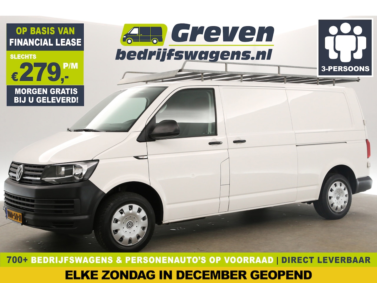 Volkswagen Transporter - 2.0 TDI L2H1 140PK Airco Carplay Navigatie 3 Persoons PDC Imperiaal Elektrpakket Trekhaak - AutoWereld.nl