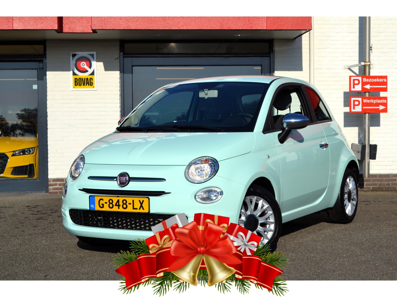 Fiat 500 - 0.9 TwinAir Turbo Young 0.9 TwinAir Turbo Young, Airco, Cruise, 12.000 km ! Retro groen - AutoWereld.nl