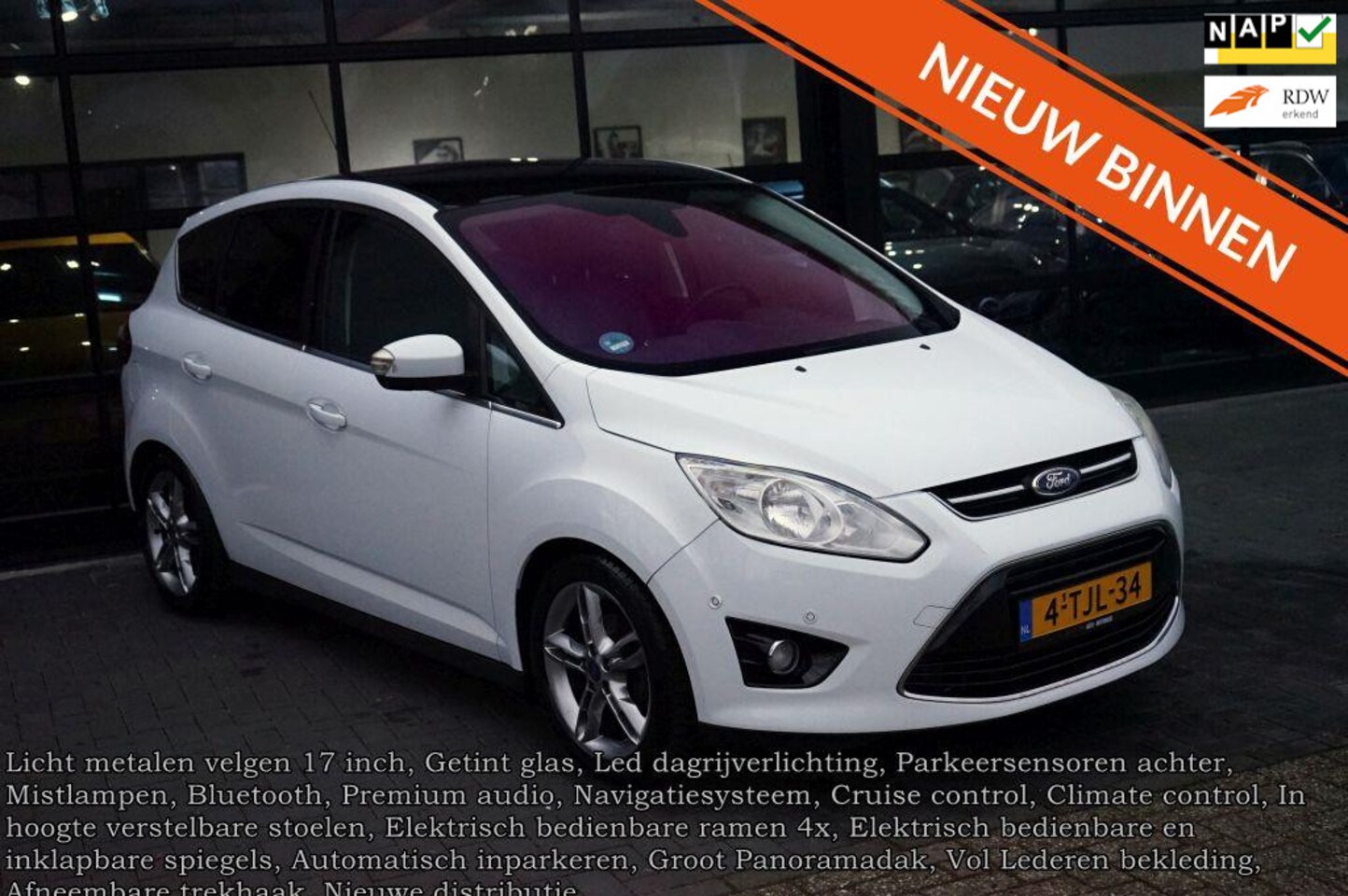 Ford C-Max - 1.0 Titanium 1.0 Titanium, PDC, Navi, Panodak, Leder, Clima, CC, Trekhaak - AutoWereld.nl