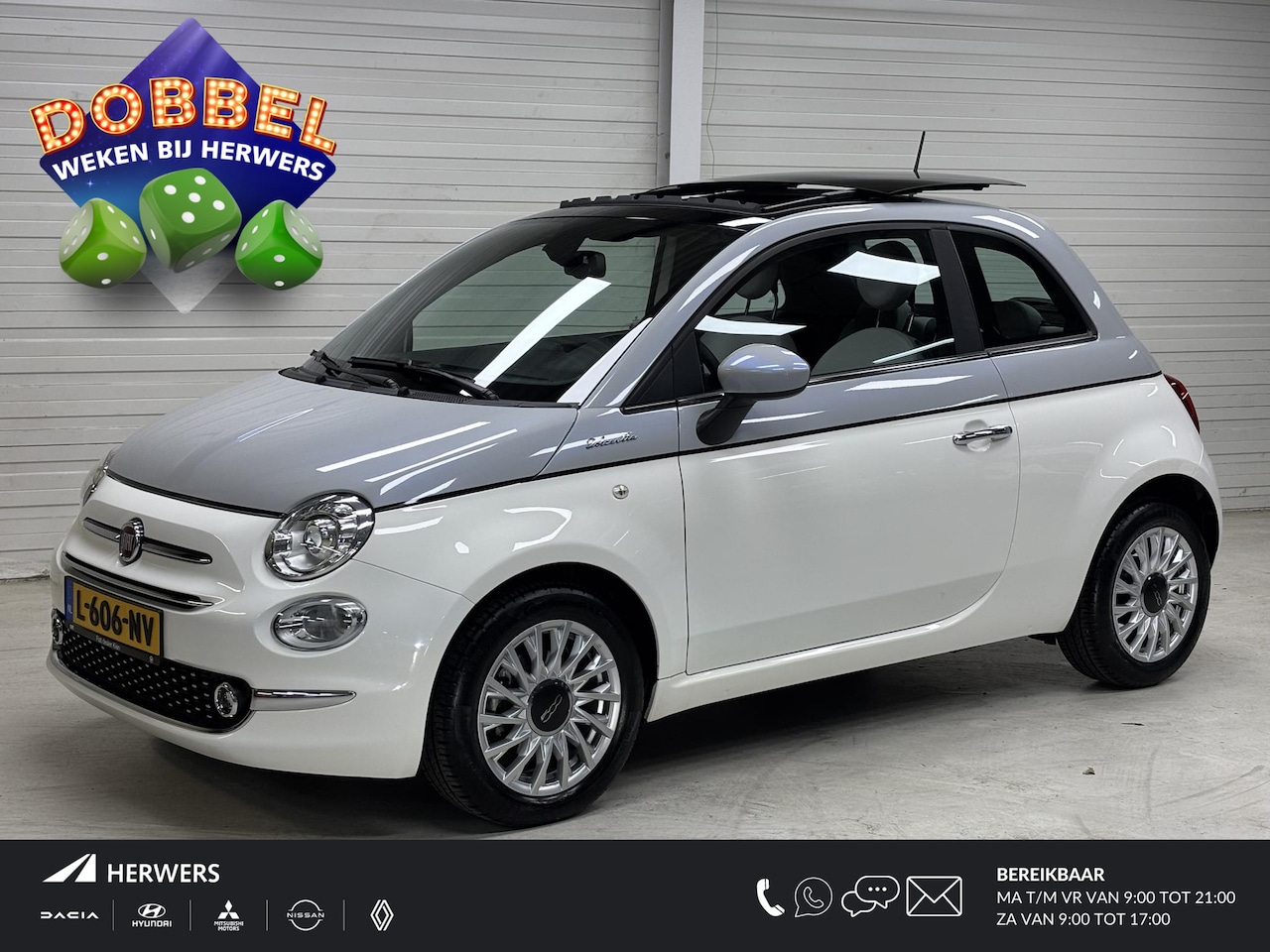 Fiat 500 - 1.0 Hybrid Dolcevita / Schuifdak / Two-tone / Pack Navigatie / Pack Visibility / Lichtmeta - AutoWereld.nl