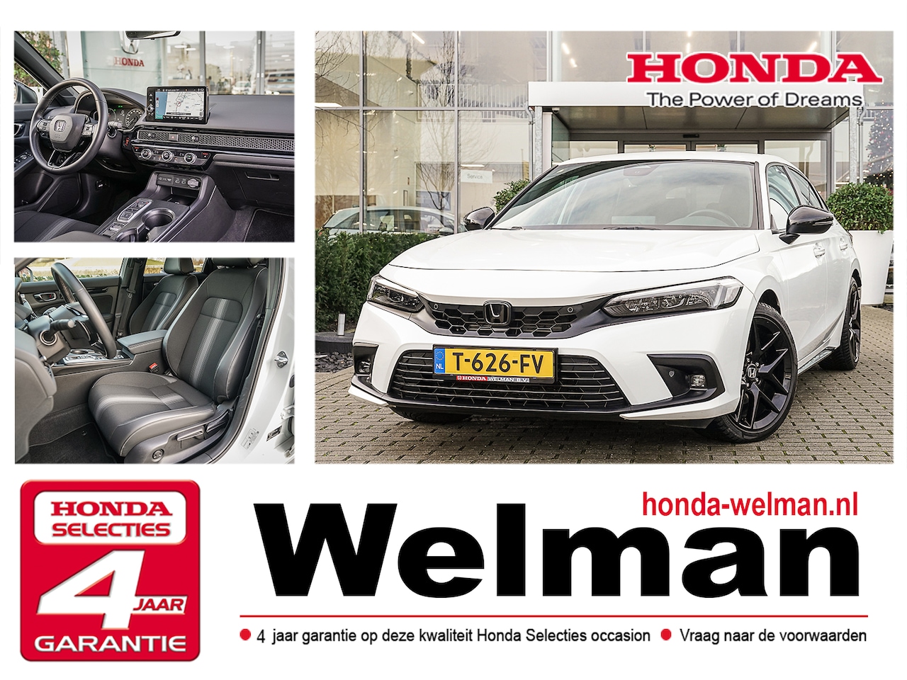 Honda Civic - 2.0i e:HEV SPORT - HYBRID - ALL WEATHERS - DUCKTAIL SPOILER - AutoWereld.nl