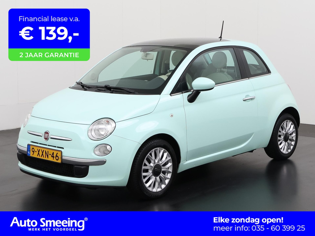 Fiat 500 - 0.9 TwinAir Turbo Lounge Automaat | Panoramadak | Parkeersensor | Lichtmetalen Velgen | Zo - AutoWereld.nl