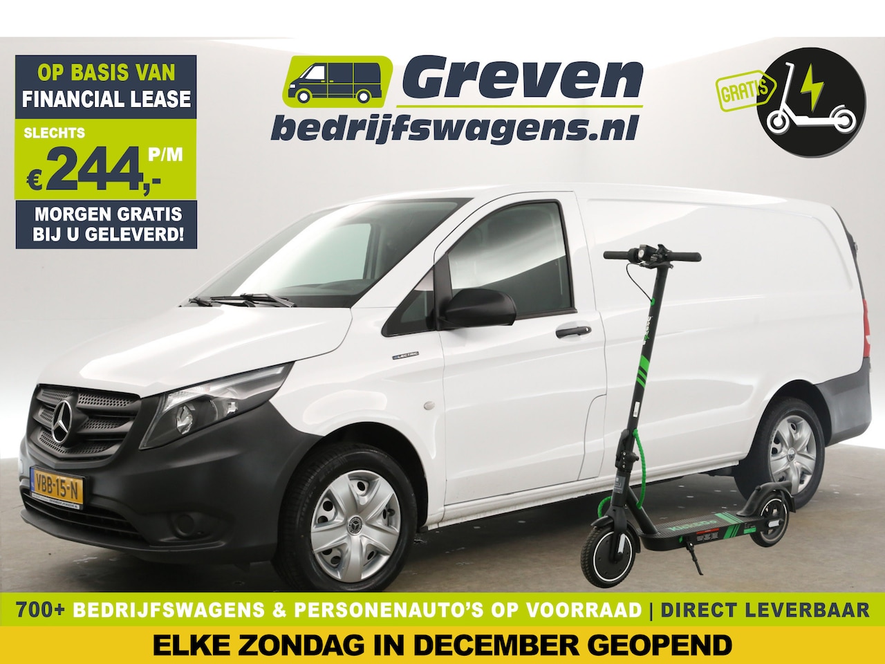 Mercedes-Benz eVito - Lang 41 kWh Gratis E-Step! | Elektrisch | Automaat Airco Camera Navi 3 Persoons Elektrpakk - AutoWereld.nl