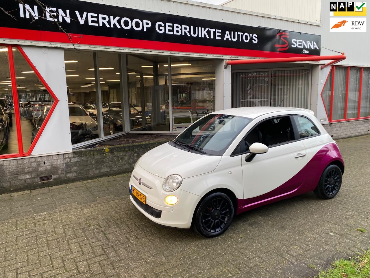 Fiat 500 - 0.9 TwinAir - 2011 - Purple & White - Airco - Leer - AutoWereld.nl