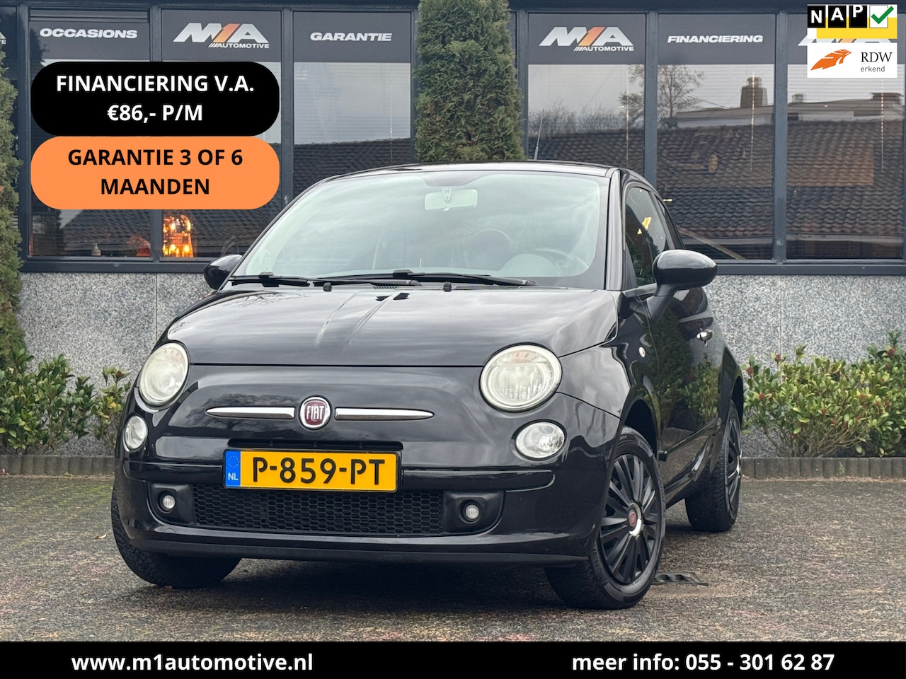 Fiat 500 - 1.2 Lounge | Black Edition | Airco - AutoWereld.nl