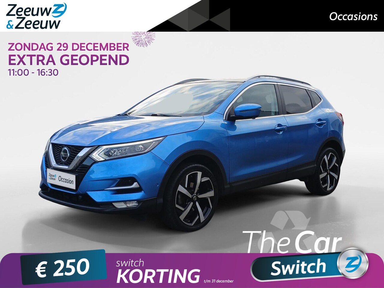 Nissan Qashqai - 1.3 DIG-T Tekna Trekhaak Panodak LED Adap cruise Clima 19 inch LM Velgen Stoelverwarming - AutoWereld.nl