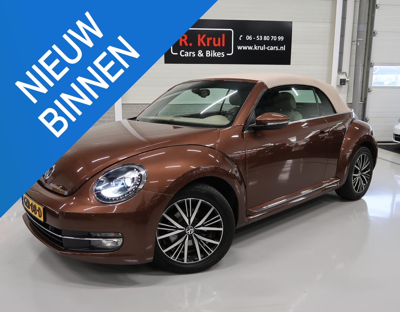 Volkswagen Beetle Cabriolet - 1.4 TSI Design Automaat Leer Xenon Airco-ecc Navigatie Cruise control PDC Stoelverwarming - AutoWereld.nl