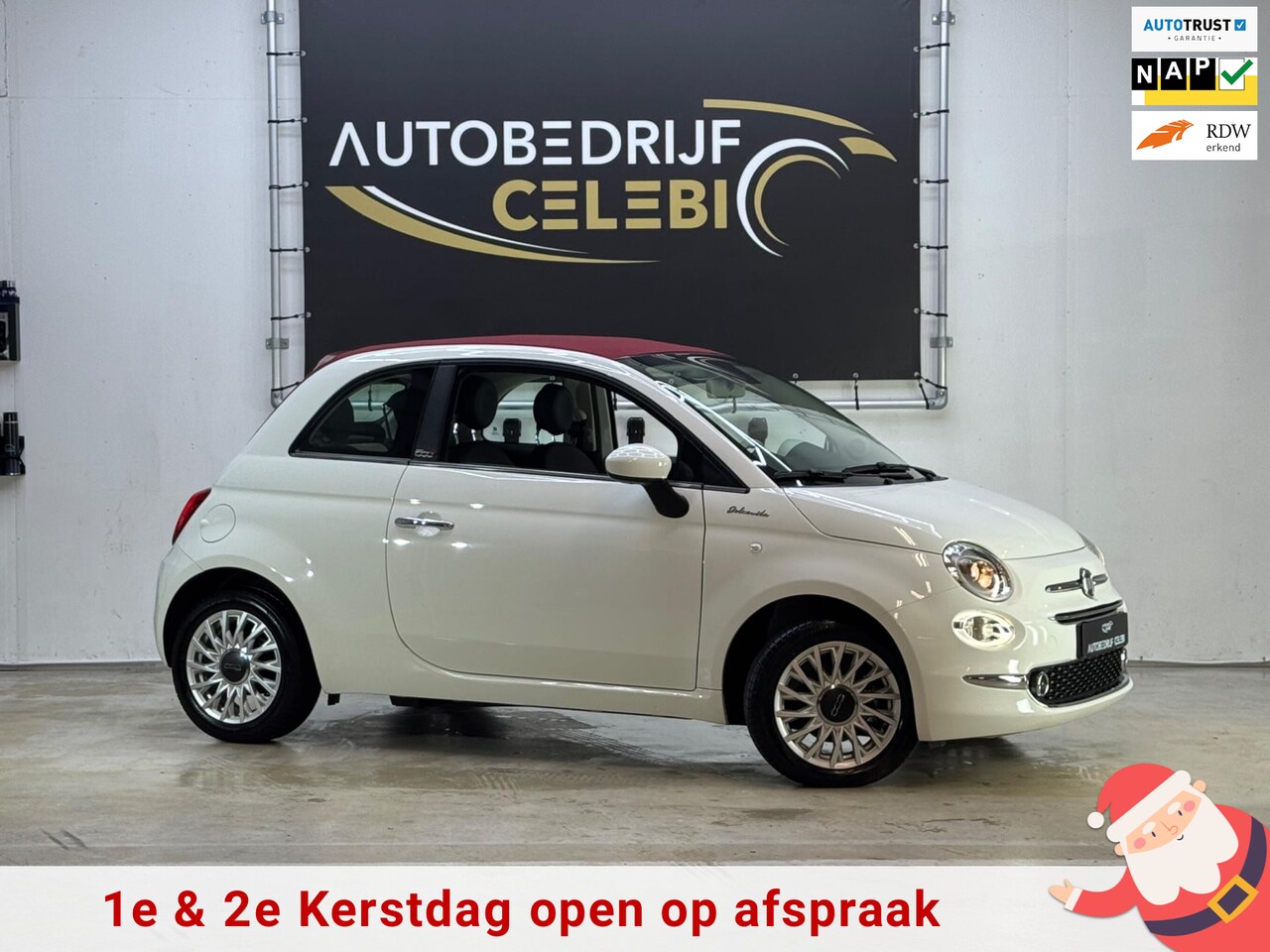 Fiat 500 - 1.0 Hybrid Red 2021 WIT NAVI|AIRCO|CRUISE|CABRIO - AutoWereld.nl