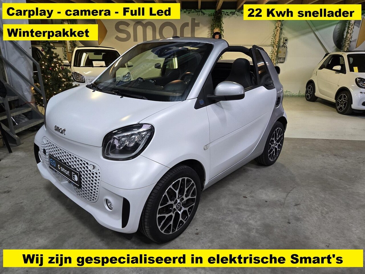 Smart Fortwo cabrio - EQ Comfort PLUS 22 Kwh snellader - Matt white - leder - stoel- en stuurwielverwarming, 12 - AutoWereld.nl