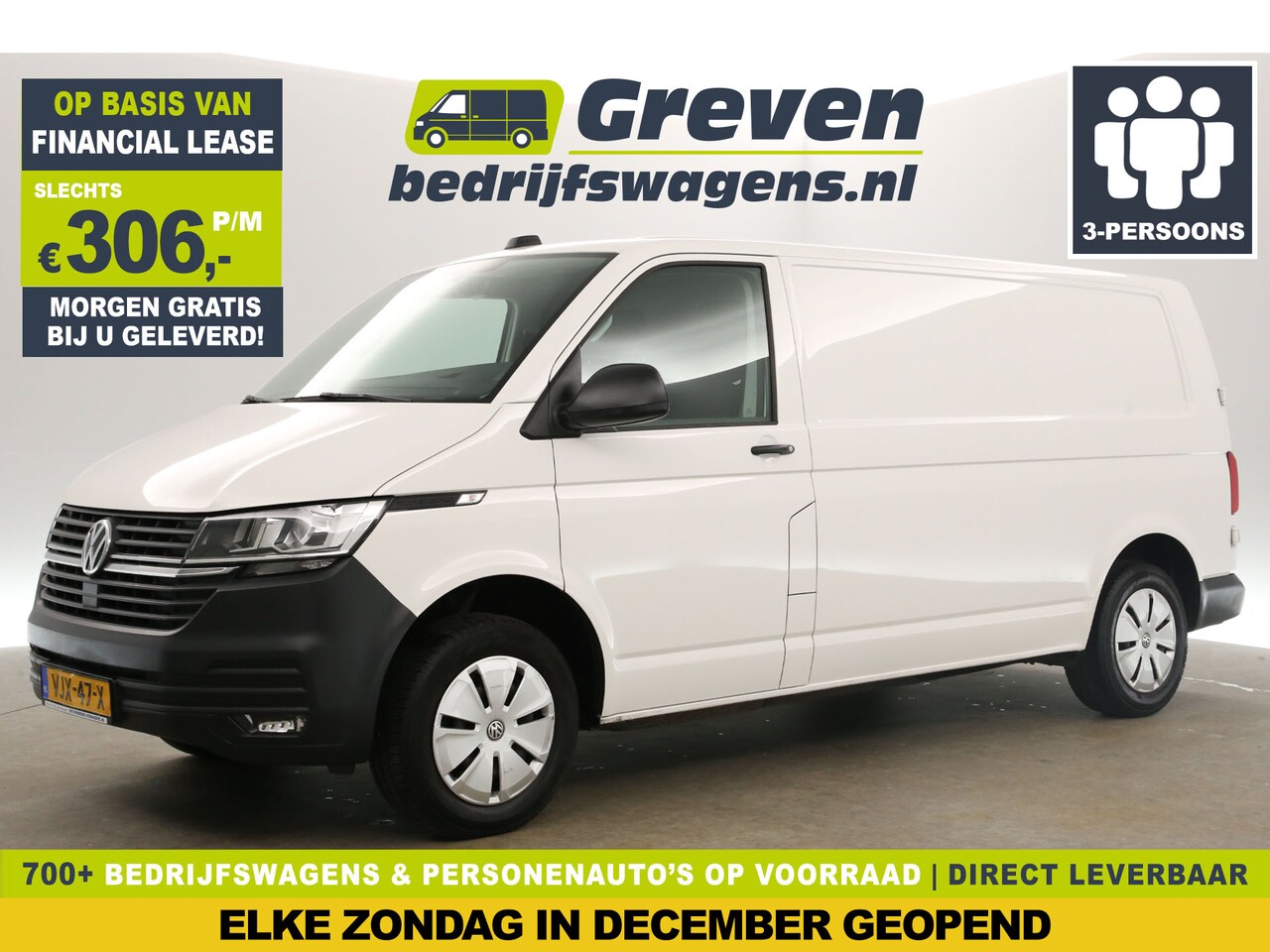 Volkswagen Transporter - 2.0 TDI L2H1 Airco Cruise Carplay PDC Navigatie 3 Persoons Trekhaak - AutoWereld.nl