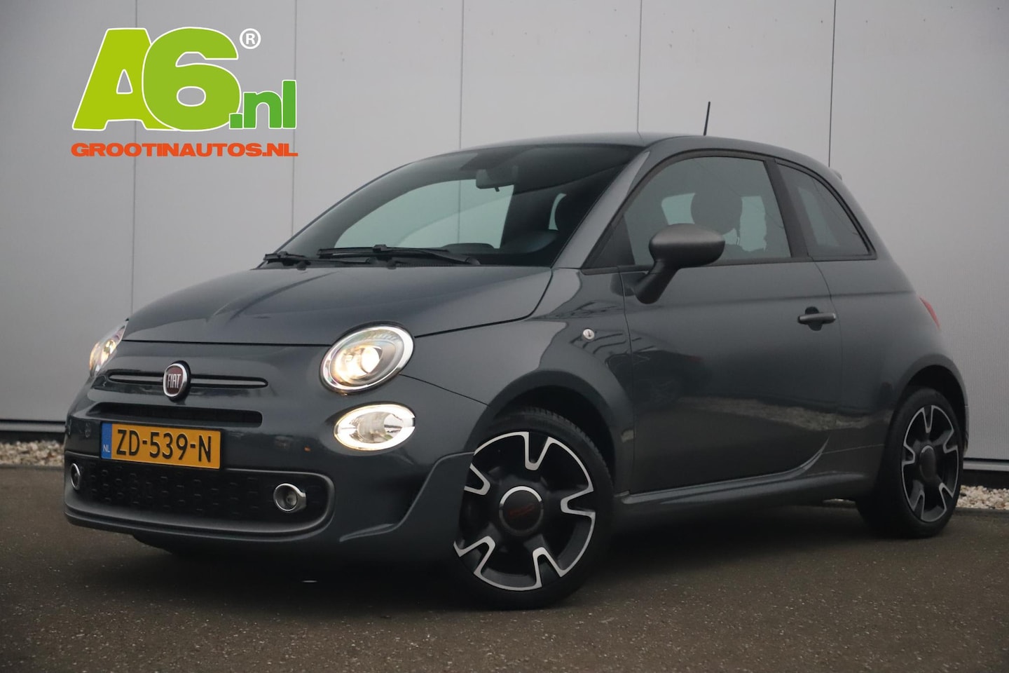 Fiat 500 - 0.9 TwinAir Turbo Sport S Nardo Grey Look! 16 inch Carplay Android Navigatie Clima Cruise - AutoWereld.nl