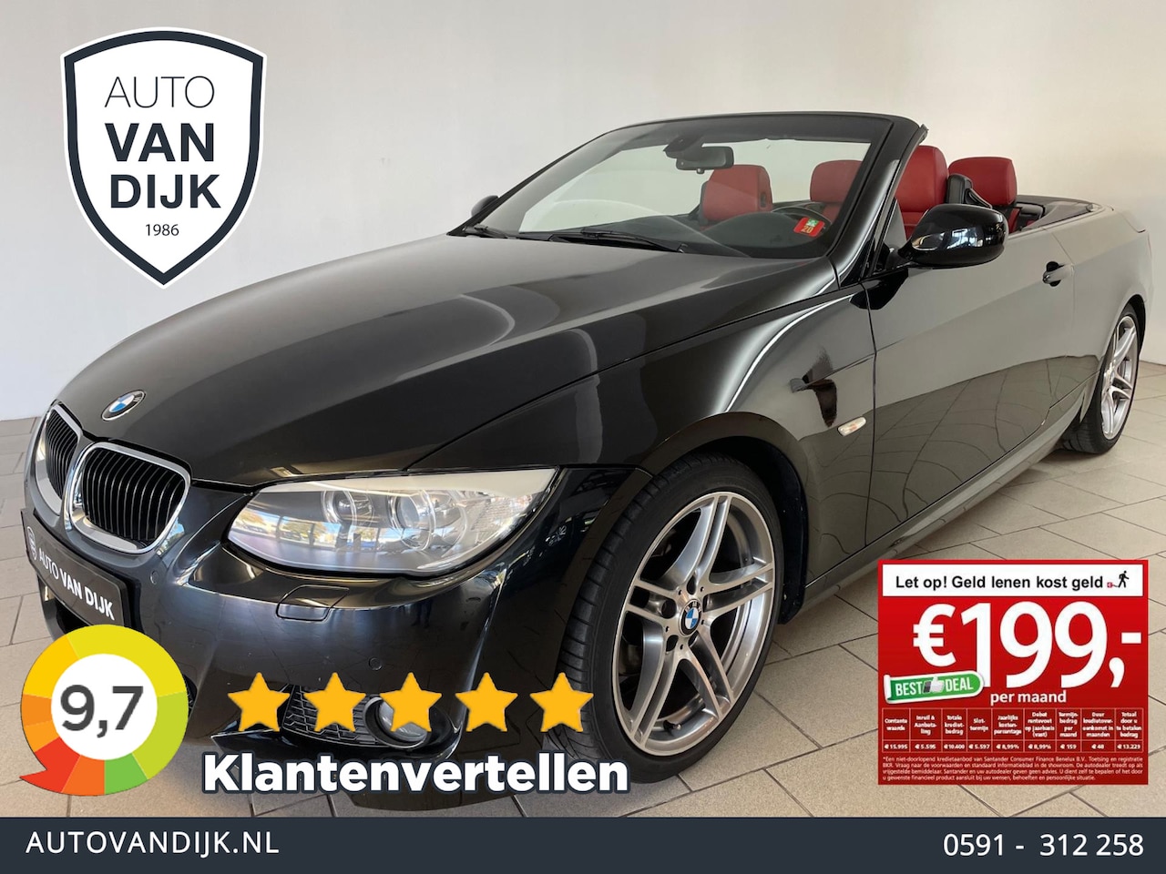 BMW 3-serie Cabrio - 320i Sport Edition AUTOMAAT M PAKKET AIRCO CLIMA NAVI CRUISE LEER PDC WINDVANGER ZEER NETT - AutoWereld.nl