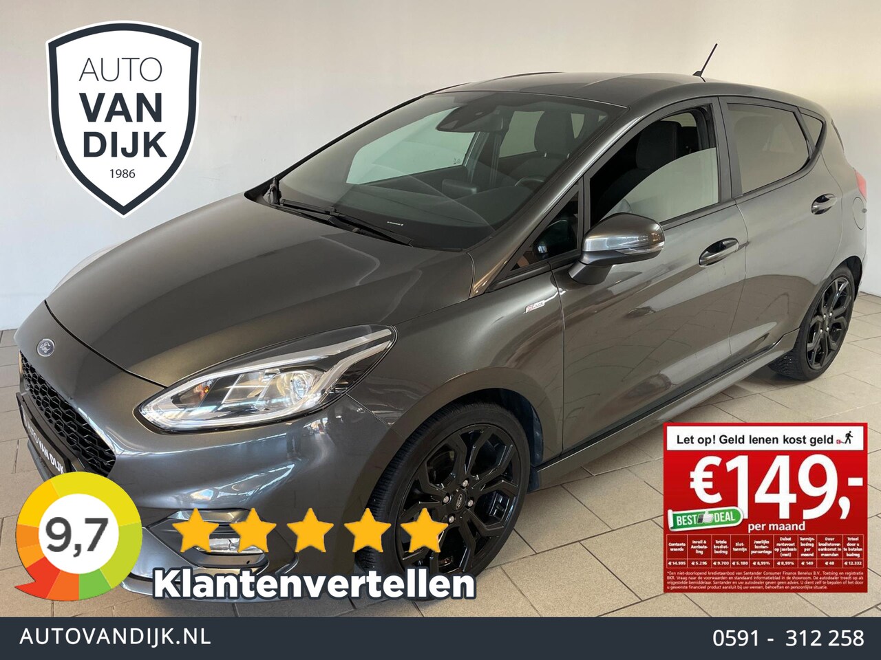 Ford Fiesta - 1.0 EcoBoost ST-Line X AIRCO NAVI CRUISE ELEK RAMEN CENT VERG CARBON INT VELGEN PRIVACYGLA - AutoWereld.nl