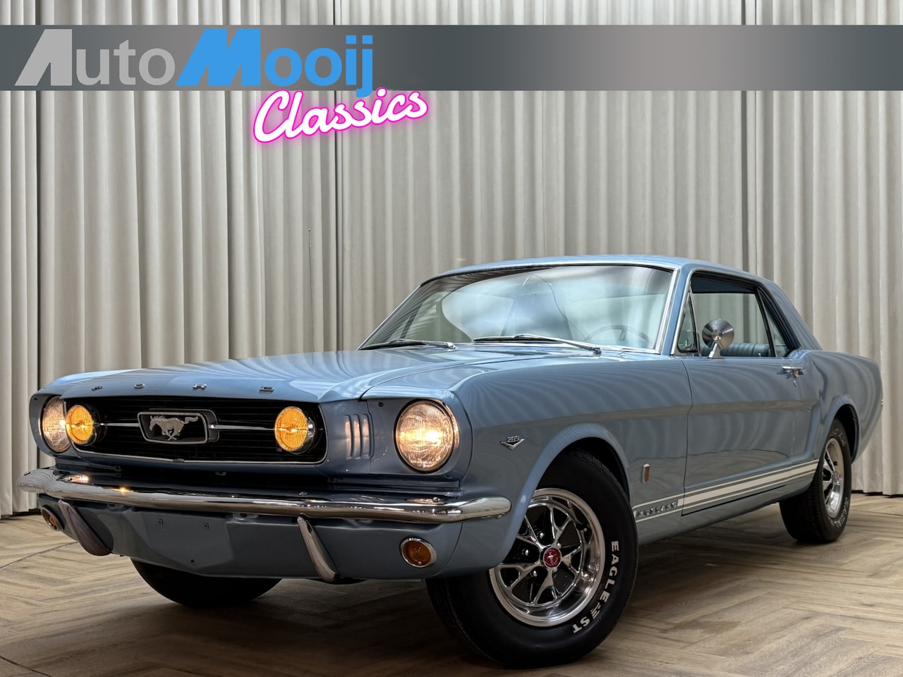 Ford Mustang - USA GT Coupé / Original A-Code / Rally-Pack /Silver Blue / 289 4,9L / 225 PK / C4 Automaat - AutoWereld.nl