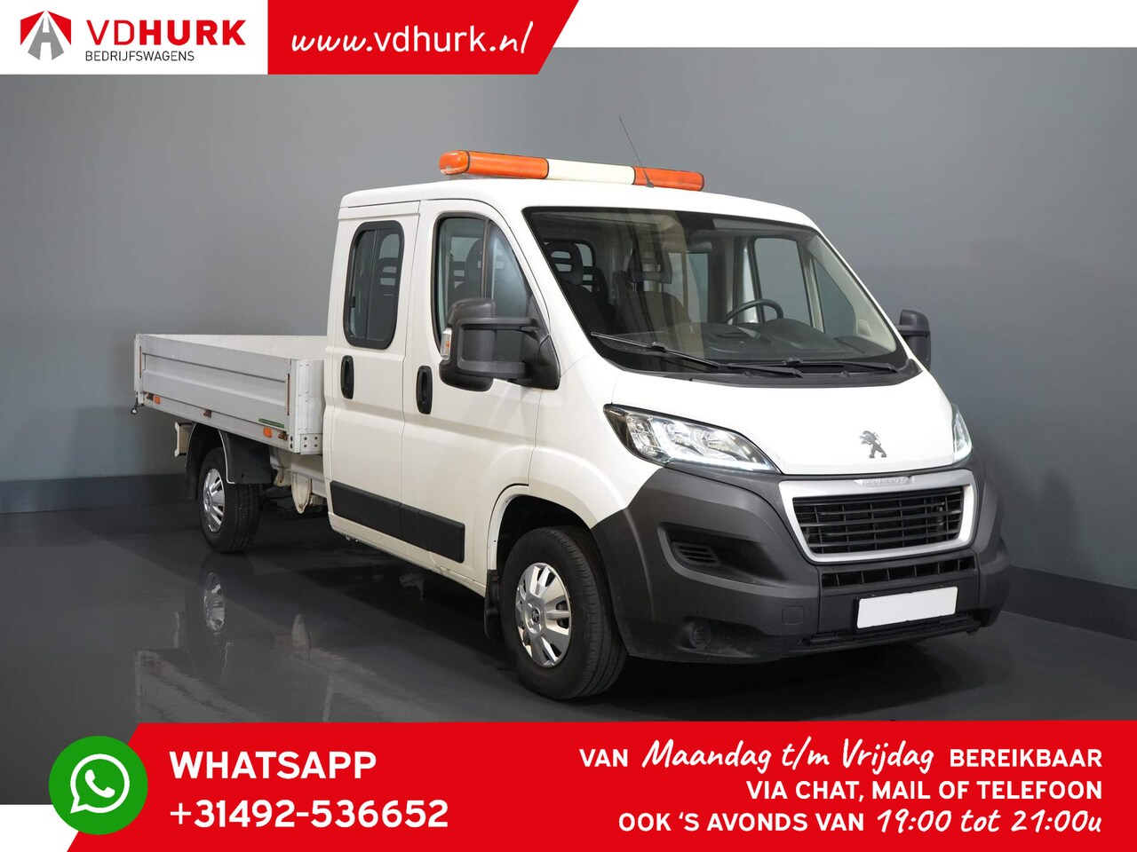 Peugeot Boxer - 2.0 HDI 163 pk DC Dubbel Cabine Pick Up/ Open Laadbak/7 Pers./ 3.0t Trekverm./300x220/ Air - AutoWereld.nl