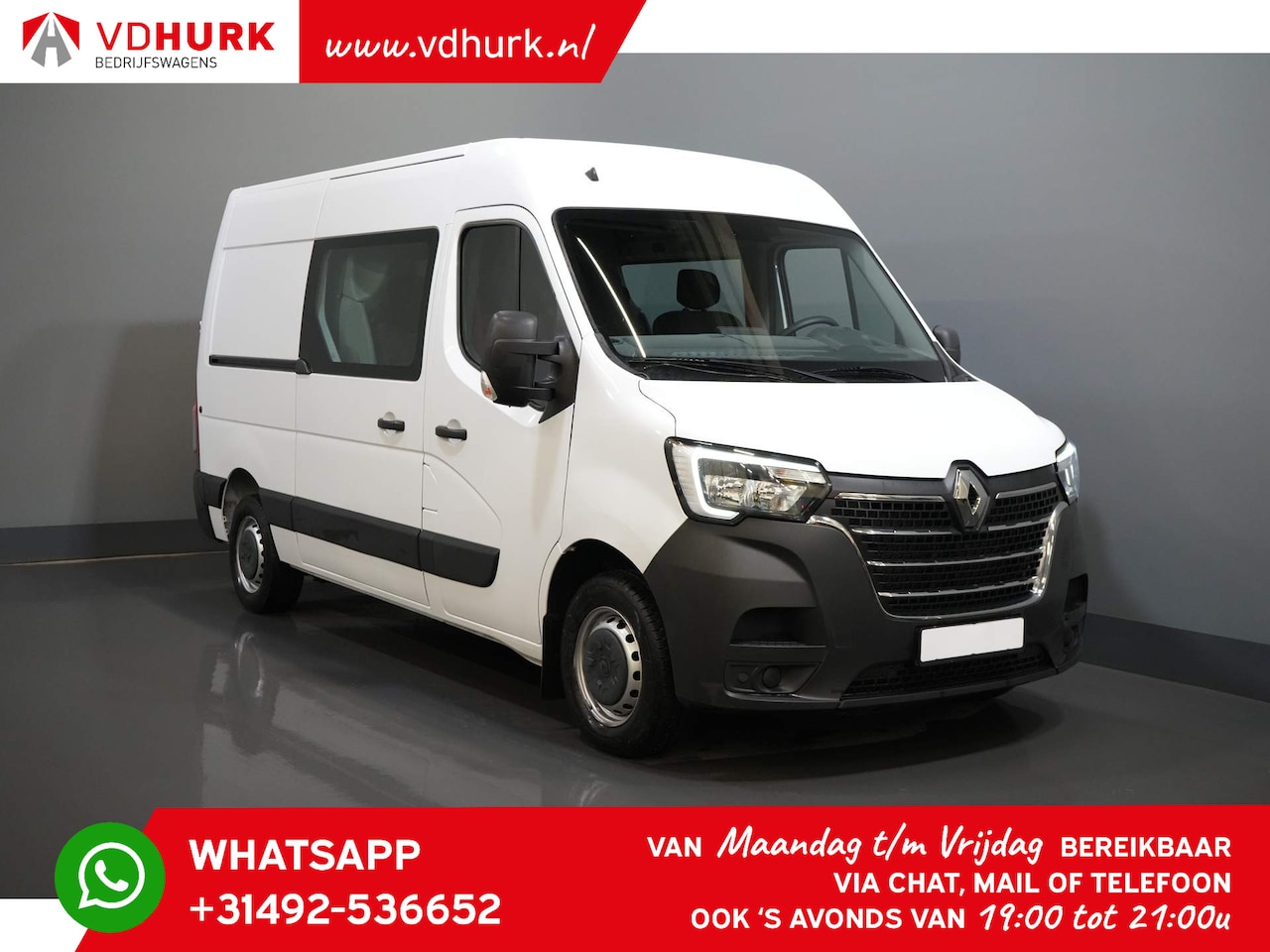 Renault Master - T35 2.3 dCi 145 pk L2H2 DC Dubbel Cabine 7Pers./ Carplay/ Camera/ Cruise/ PDC - AutoWereld.nl