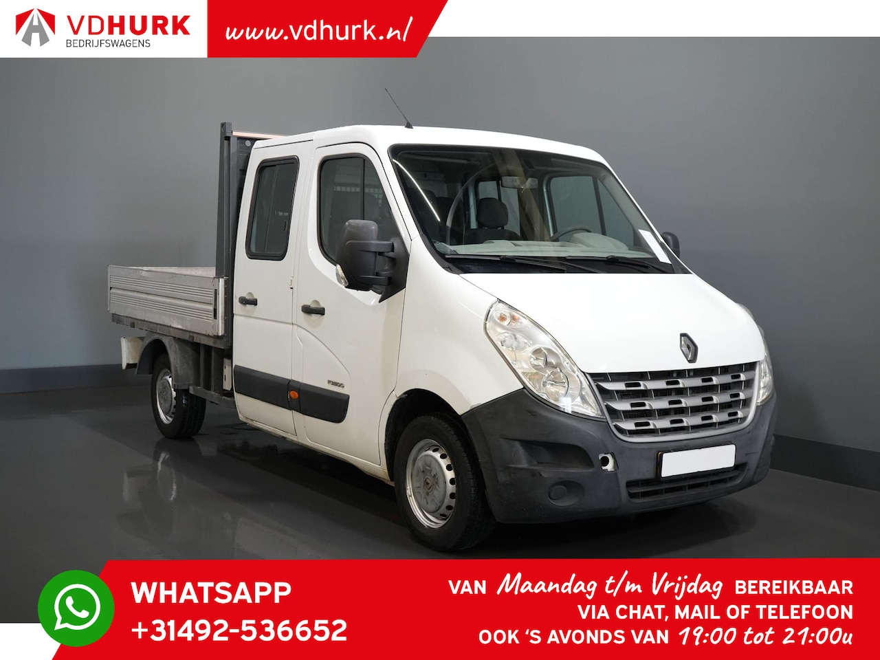 Renault Master - 2.3 dCi 130 pk DC Dubbel Cabine/ Open laadbak/ Pritsche/ Doka/ 7pers./ Trekhaak/ Airco/ 24 - AutoWereld.nl