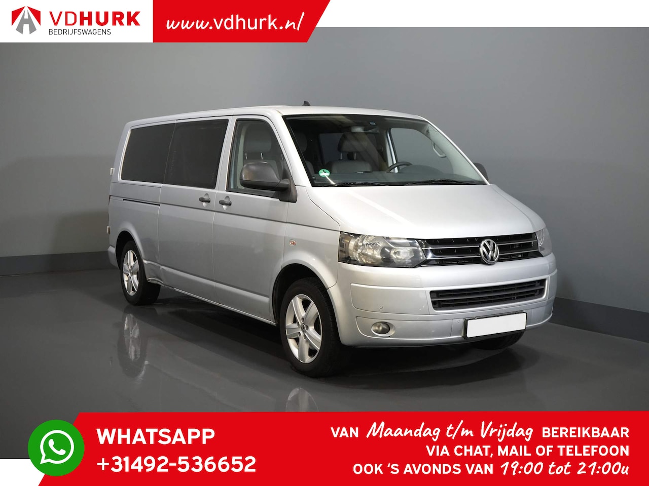 Volkswagen Transporter - 2.0 TDI L2 DC Dubbel Cabine 6 Pers./ Airco/ Cruise/ Trekhaak - AutoWereld.nl