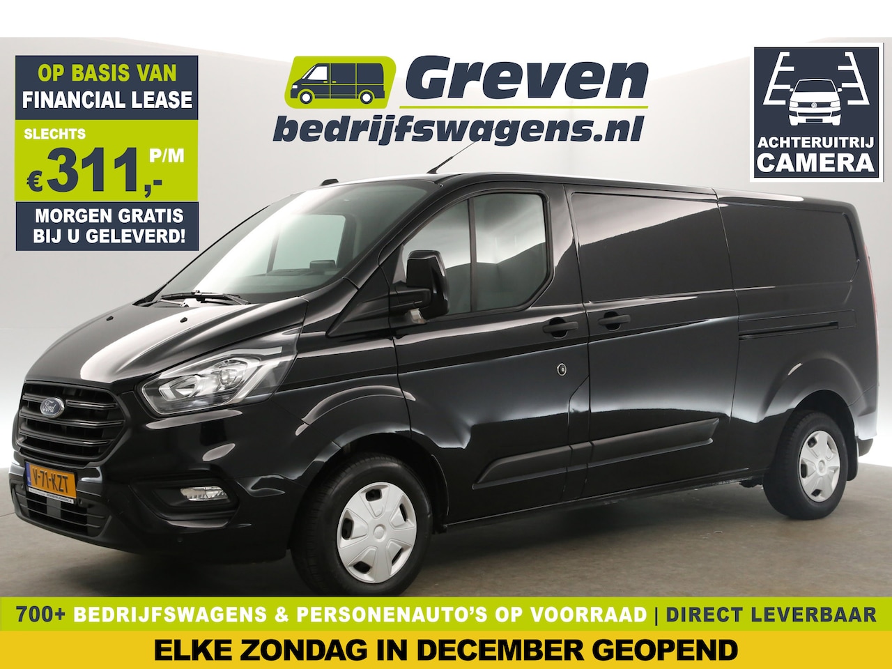 Ford Transit Custom - 300 2.0 TDCI L2H1 Limited Airco Cruise Carplay Camera Navi 2xSchuifdeur PDC 3 Persoons LED - AutoWereld.nl