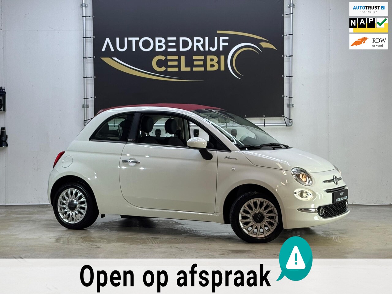 Fiat 500 C - 1.0 Hybrid Red 2021 WIT NAVI|AIRCO|CRUISE|CABRIO - AutoWereld.nl