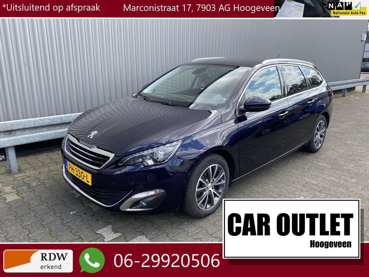 Peugeot 308 SW - 1.2 PureTech Blue Lease Premium 162Dkm.NAP, AUTOMAAT, Clima, Navi, Pano, CC, PDC, LM, nw. - AutoWereld.nl