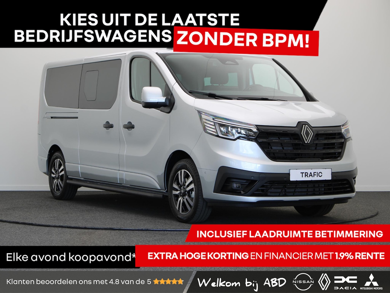 Renault Trafic - 2.0 dCi EDC 170pk T29 L2H1 Extra DC | Anniversary | Sidebars | Zwarte logo's | Glasslook | - AutoWereld.nl