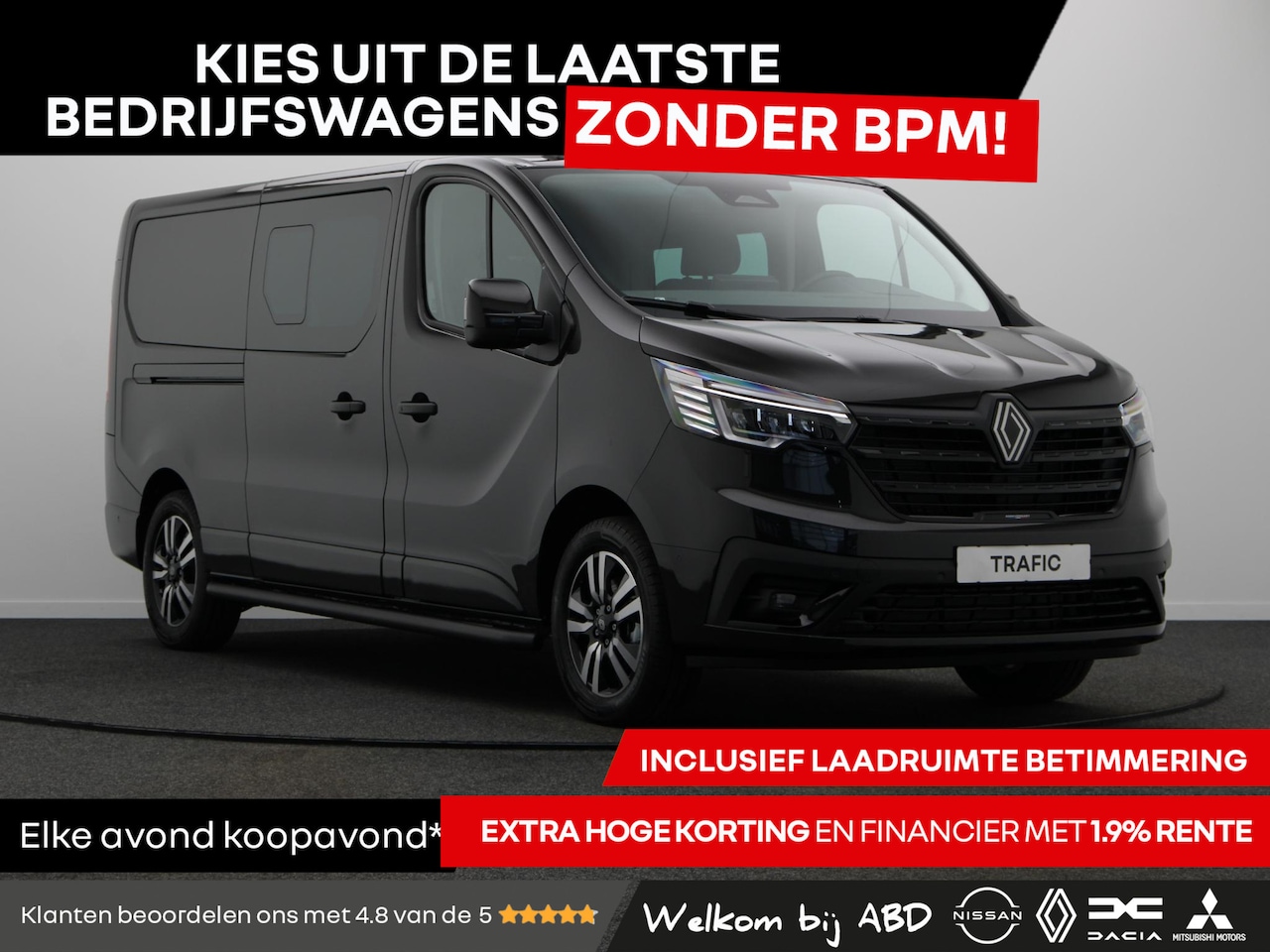 Renault Trafic - 2.0 dCi EDC 170 T29 L2H1 Extra DC | Anniversary | Sidebars | Zwarte logo's | Glasslook | - AutoWereld.nl