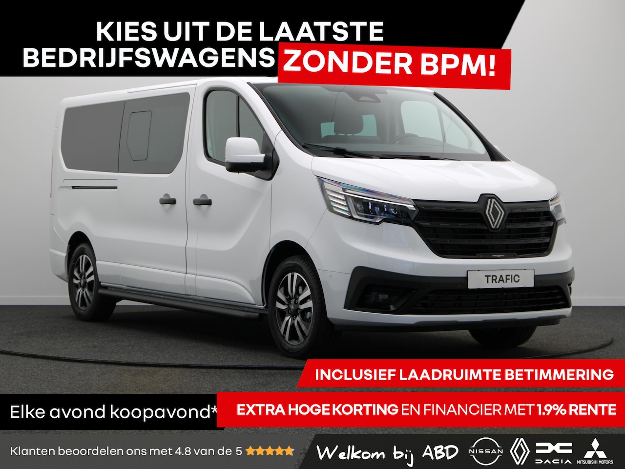 Renault Trafic - 2.0 dCi EDC 170pk T29 L2H1 Extra DC | Anniversary | Sidebars | Zwarte logo's | Glasslook | - AutoWereld.nl