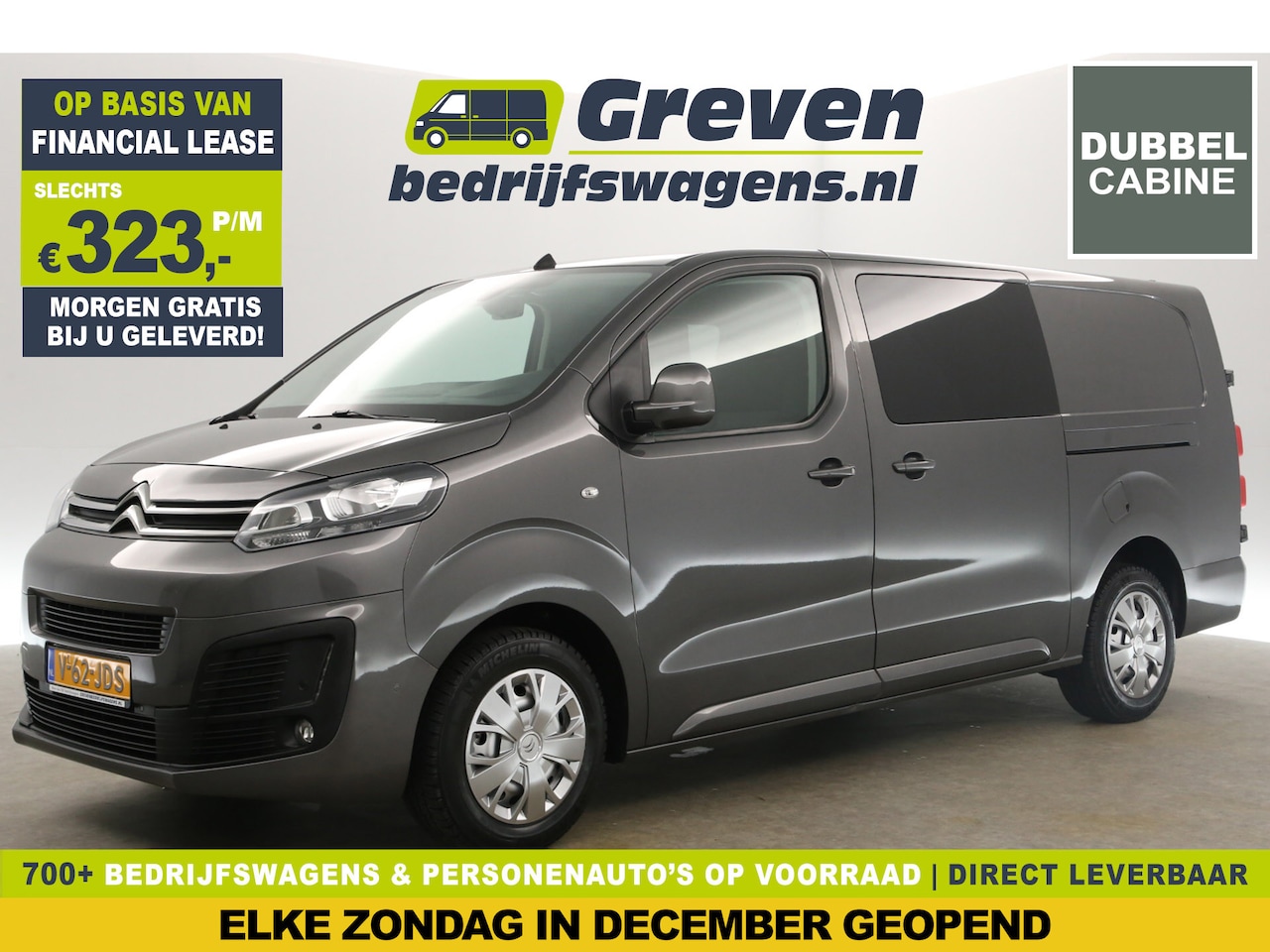 Citroën Jumpy - 2.0 BlueHDI L3H1 Dubbele Cabine Airco 6 Pers Cruise Carplay 2xSchuifdeur Navi LED PDC Trek - AutoWereld.nl