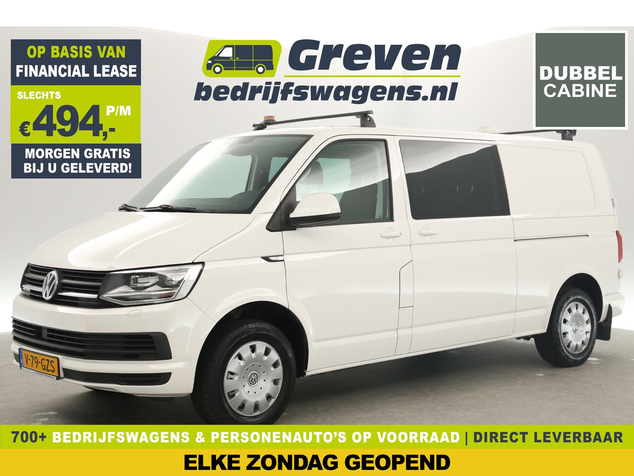 Volkswagen Transporter - 2.0 TDI L2H1 150PK Dubbele Cabine Automaat 5 Pers 2xSchuifdeur Airco Cruise Carplay Navi P - AutoWereld.nl