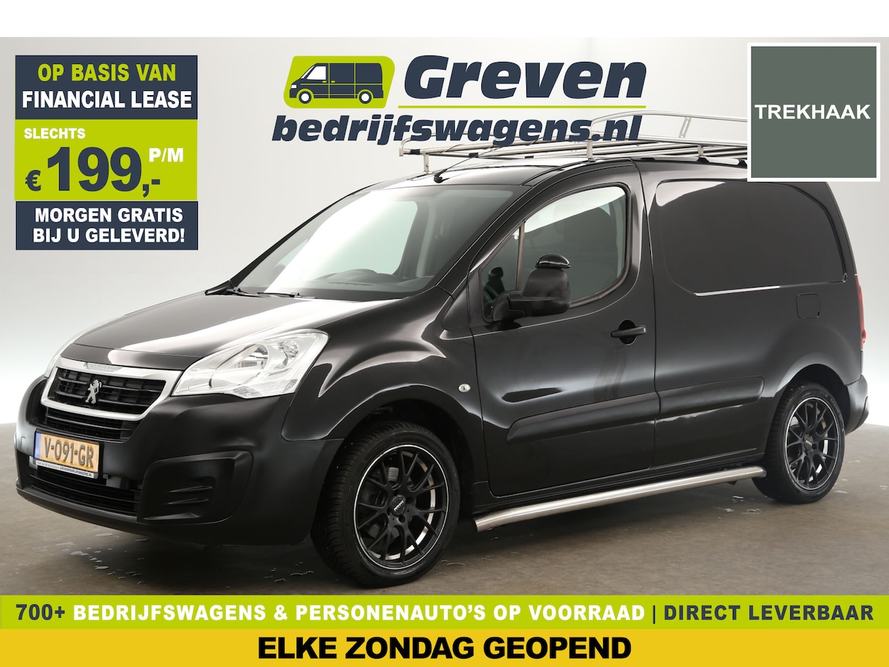 Peugeot Partner - 1.6 BlueHDi L1H1 Airco 17"LMV Imperiaal Sidebars Schuifdeur Trekhaak - AutoWereld.nl