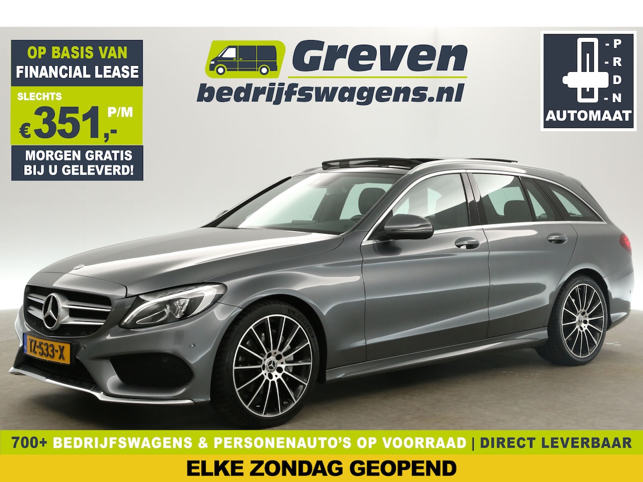 Mercedes-Benz C-klasse - 180 AMG Sport Edition 157PK Automaat Pano Camera Clima Cruise Leder Navi PDC LED 19''LMV T - AutoWereld.nl