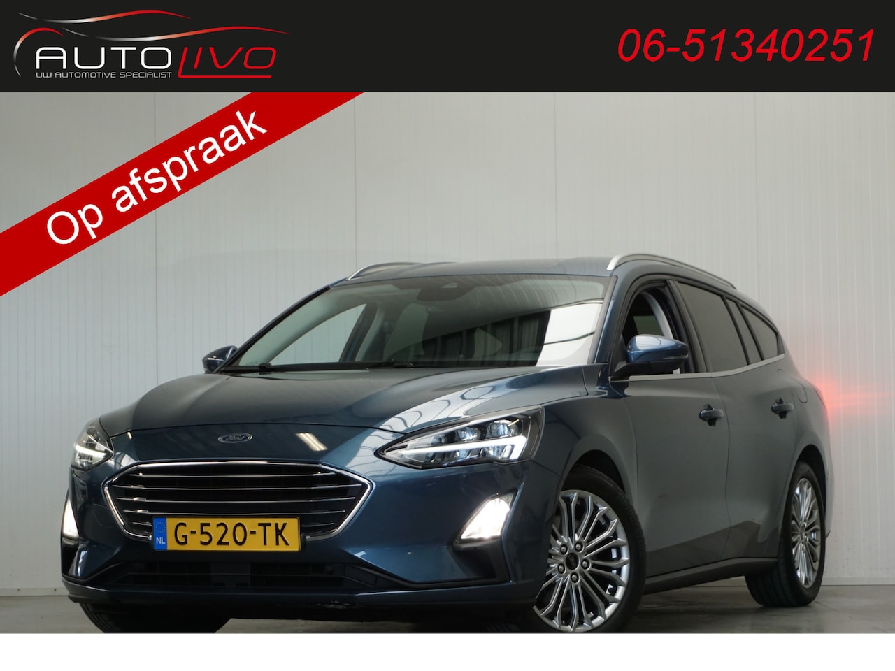 Ford Focus Wagon - 1.5 EcoBlue Titanium Business AUTOMAAT! LED B & O NAVI STOEL + STUUR VERW APPLE - AutoWereld.nl