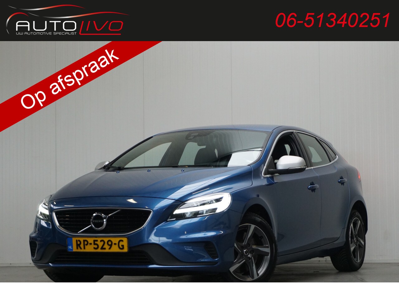 Volvo V40 - 2.0 D3 Business Sport R-Design. 150 PK! LED H. LEER NAVI CLIMA PDC etc. - AutoWereld.nl