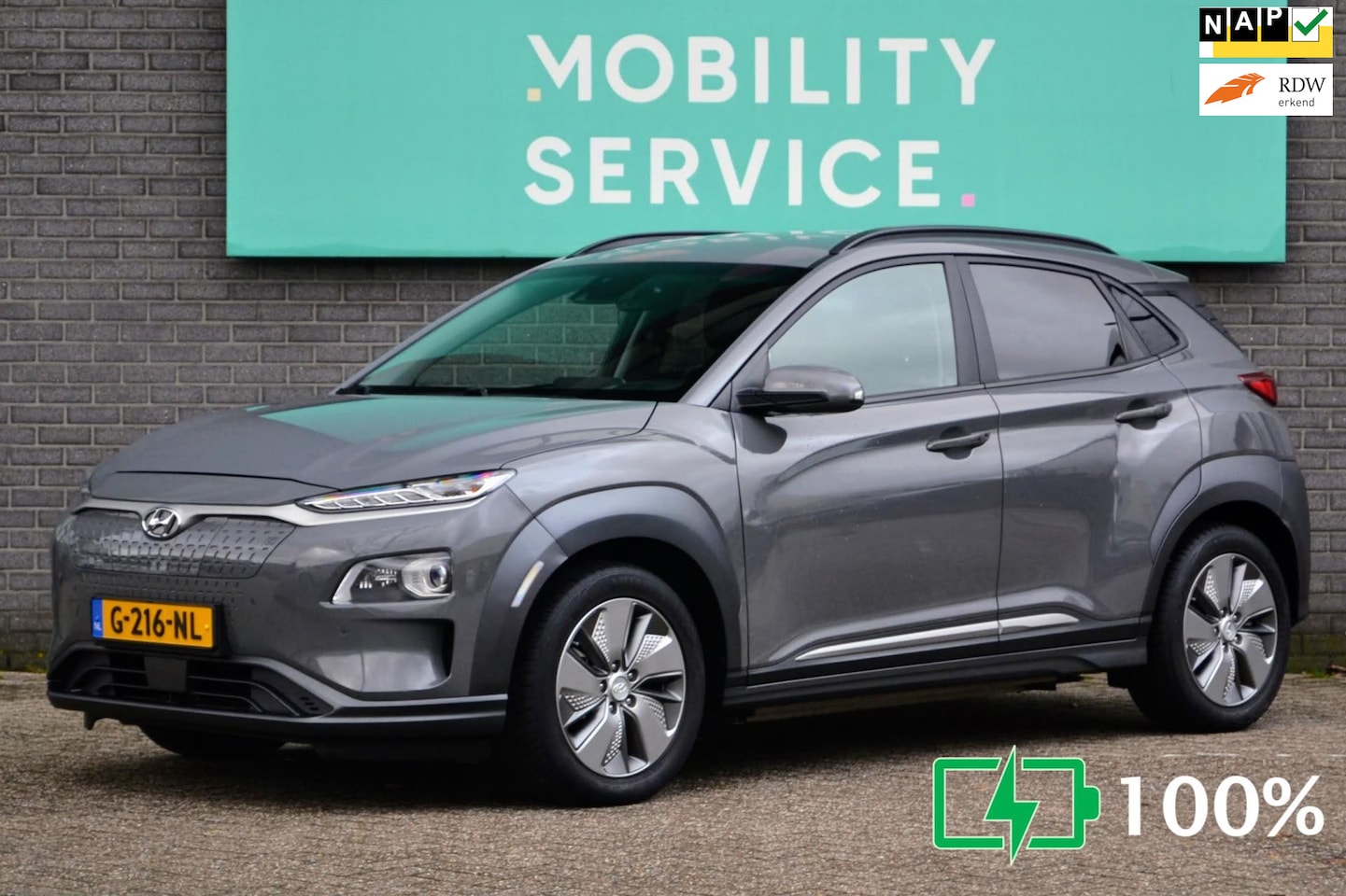 Hyundai Kona Electric - EV Premium 64 kWh SOH 100% LED Leder Clima CarPlay - AutoWereld.nl