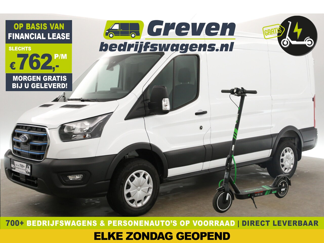 Ford E-Transit - 390 68 kWh L2H2 C-Rijbewijs! | Gratis E-Step! | Elektrisch 184PK Automaat Airco Adaptive-C - AutoWereld.nl