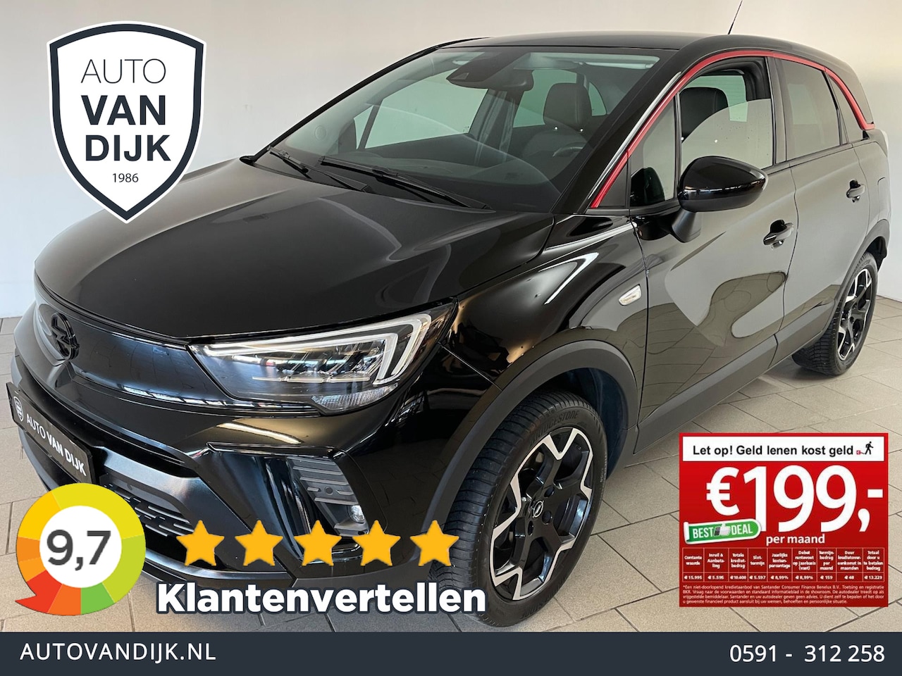 Opel Crossland - 1.2 Turbo AIRCO NAVI CRUISE BLUETOOTH STOELVERW STUURVERW VELGEN RODE ACCENTEN VELGEN NIEU - AutoWereld.nl