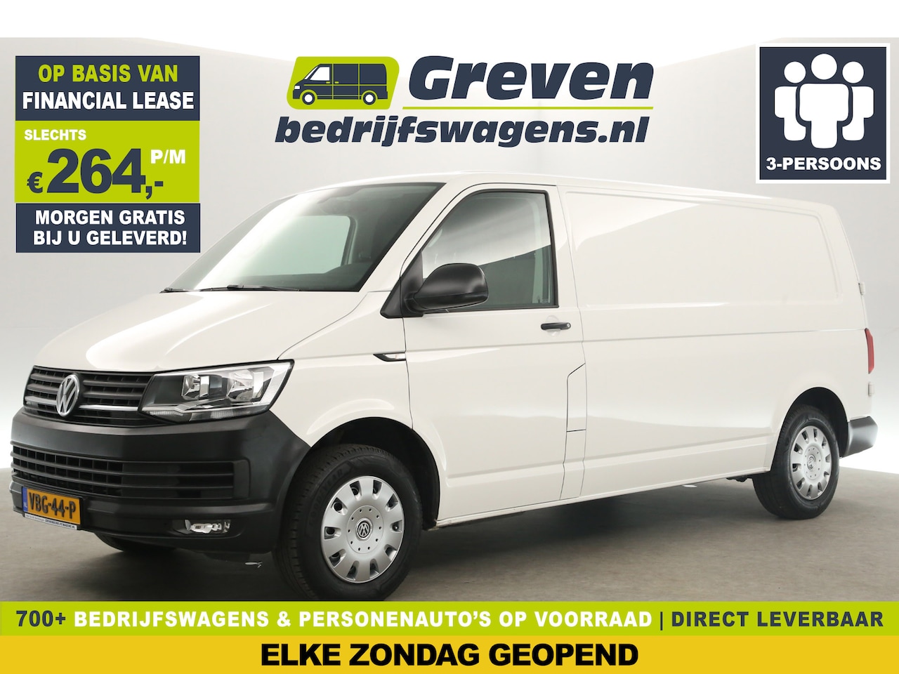 Volkswagen Transporter - 2.0 TDI L2H1 Airco Cruise Carplay Navigatie PDC 3 Persoons Elektrpakket Trekhaak - AutoWereld.nl