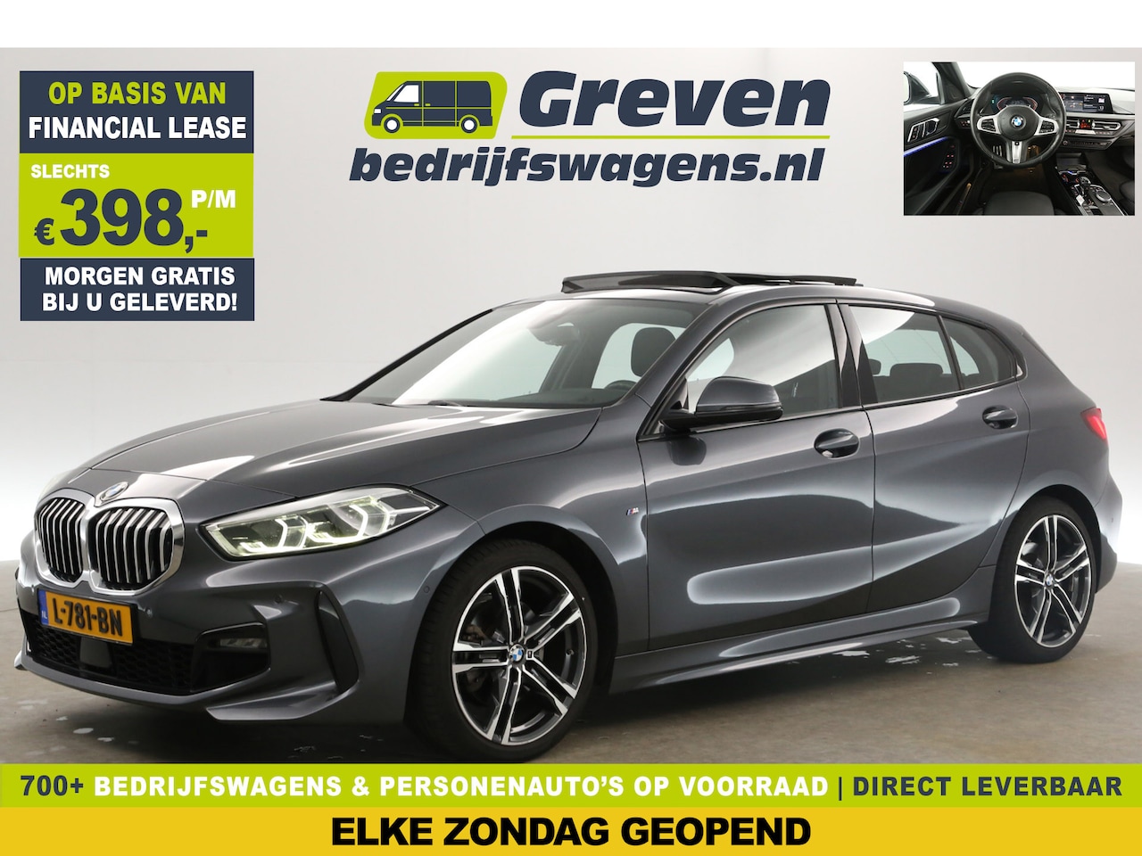 BMW 1-serie - 118i M-Sport Automaat Pano Sfeerverl. Camera Virtual Clima Cruise Navi PDC LED 18''LMV - AutoWereld.nl